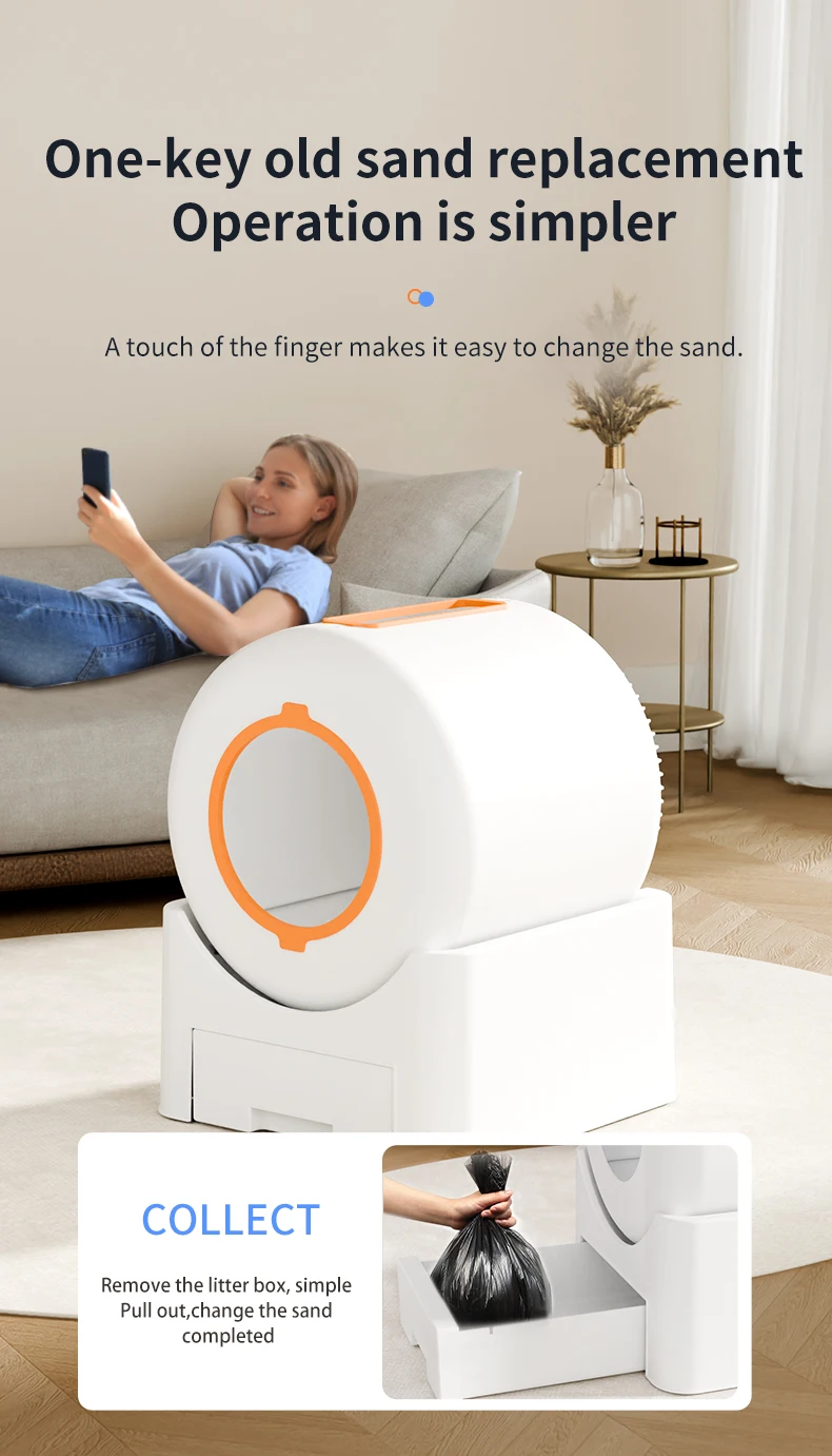 Smart Cat Litter Box Self Cleaning Automatic Cat Toilet 64L APP Control Remove Odor Deodorization Anti-sticking Pet Cat Bedpan