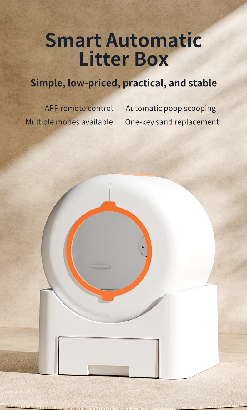Smart Cat Litter Box Self Cleaning Automatic Cat Toilet 64L APP Control Remove Odor Deodorization Anti-sticking Pet Cat Bedpan