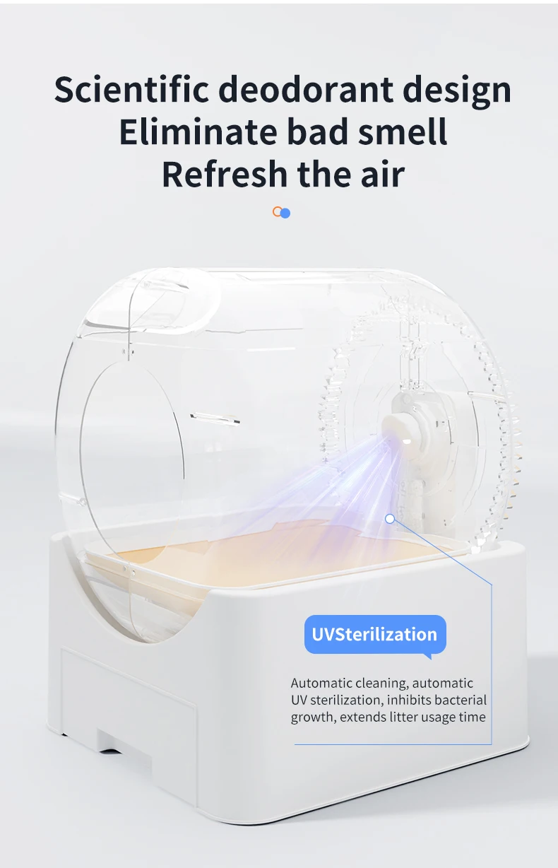 Smart Cat Litter Box Self Cleaning Automatic Cat Toilet 64L APP Control Remove Odor Deodorization Anti-sticking Pet Cat Bedpan