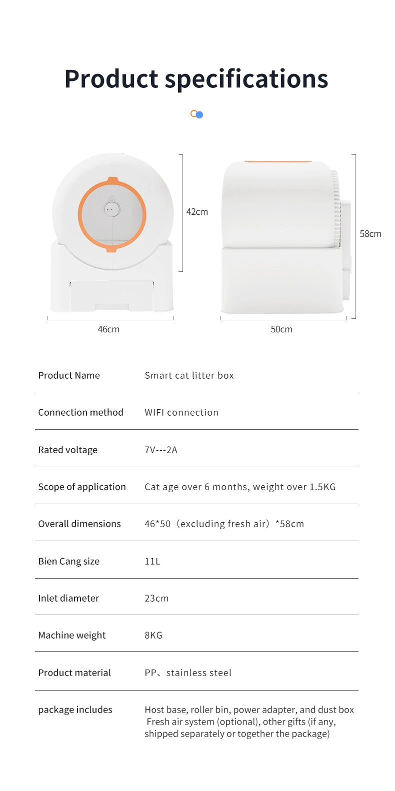 Smart Cat Litter Box Self Cleaning Automatic Cat Toilet 64L APP Control Remove Odor Deodorization Anti-sticking Pet Cat Bedpan