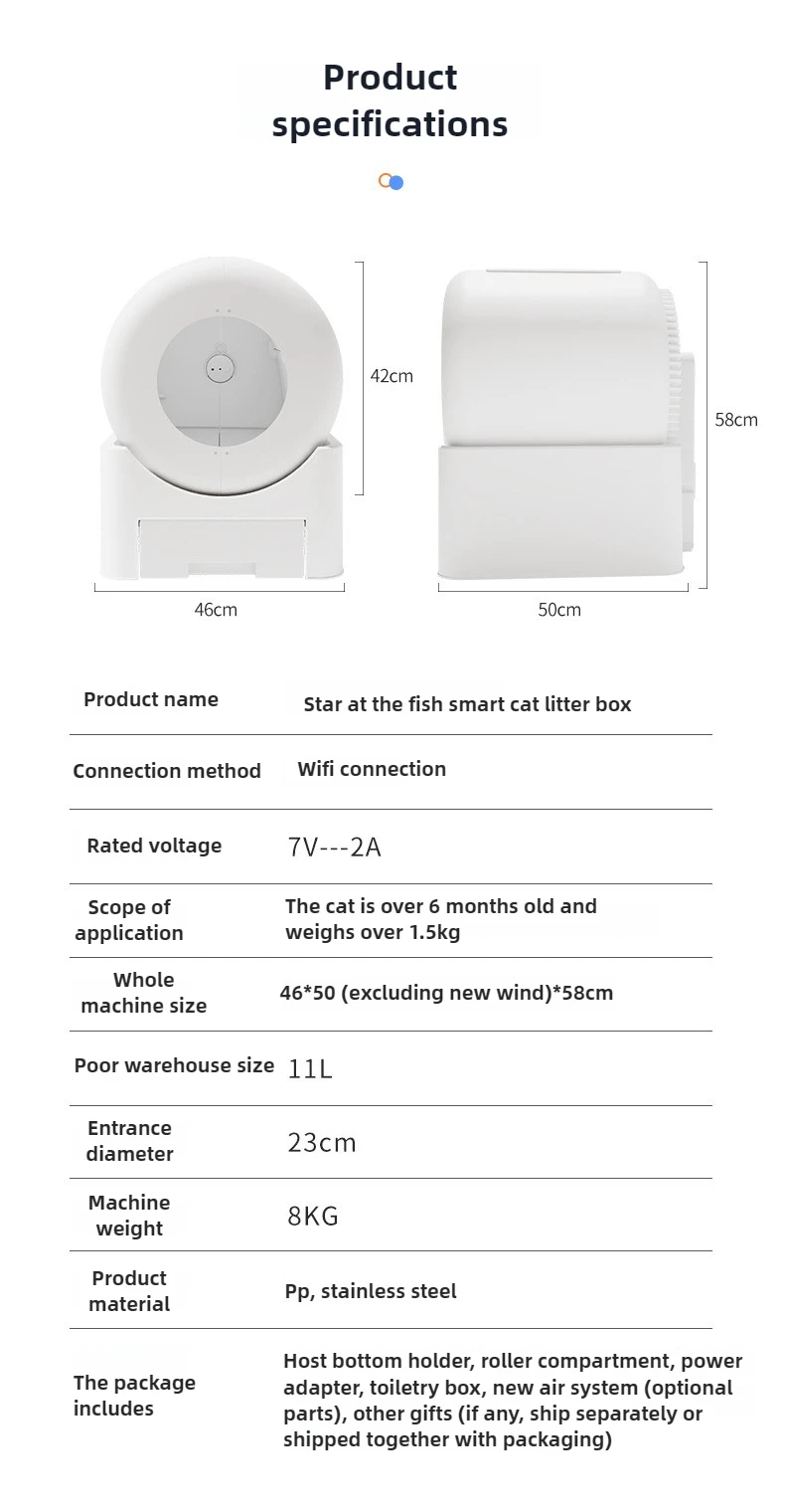 Fully Automatic Pet Cat Litter Box Automatic Cat Litter Box with APP Large Capacity Self Cleaning Litter Box for Multiple Larg