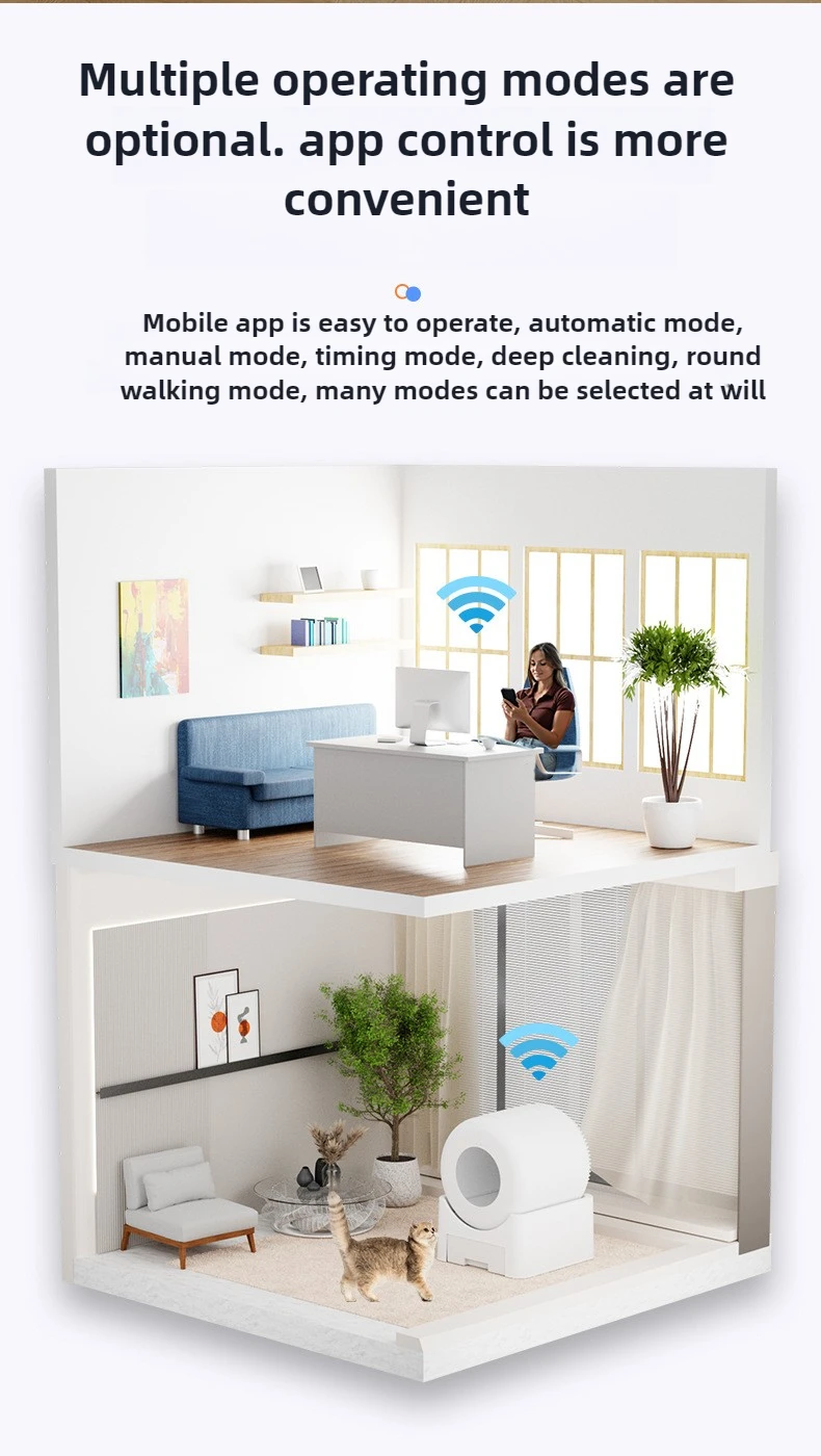 Fully Automatic Pet Cat Litter Box Automatic Cat Litter Box with APP Large Capacity Self Cleaning Litter Box for Multiple Larg