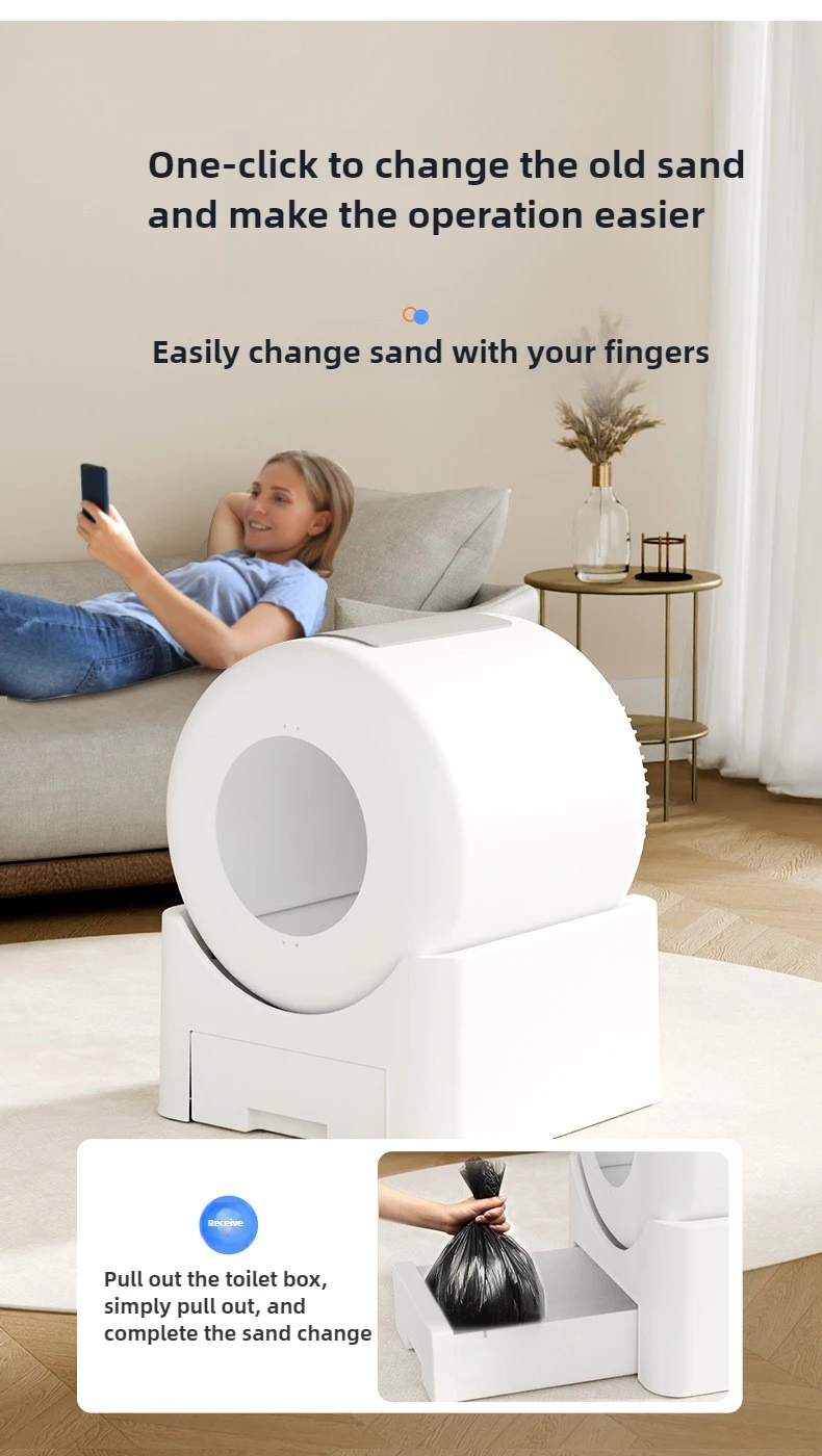 Fully Automatic Pet Cat Litter Box Automatic Cat Litter Box with APP Large Capacity Self Cleaning Litter Box for Multiple Larg
