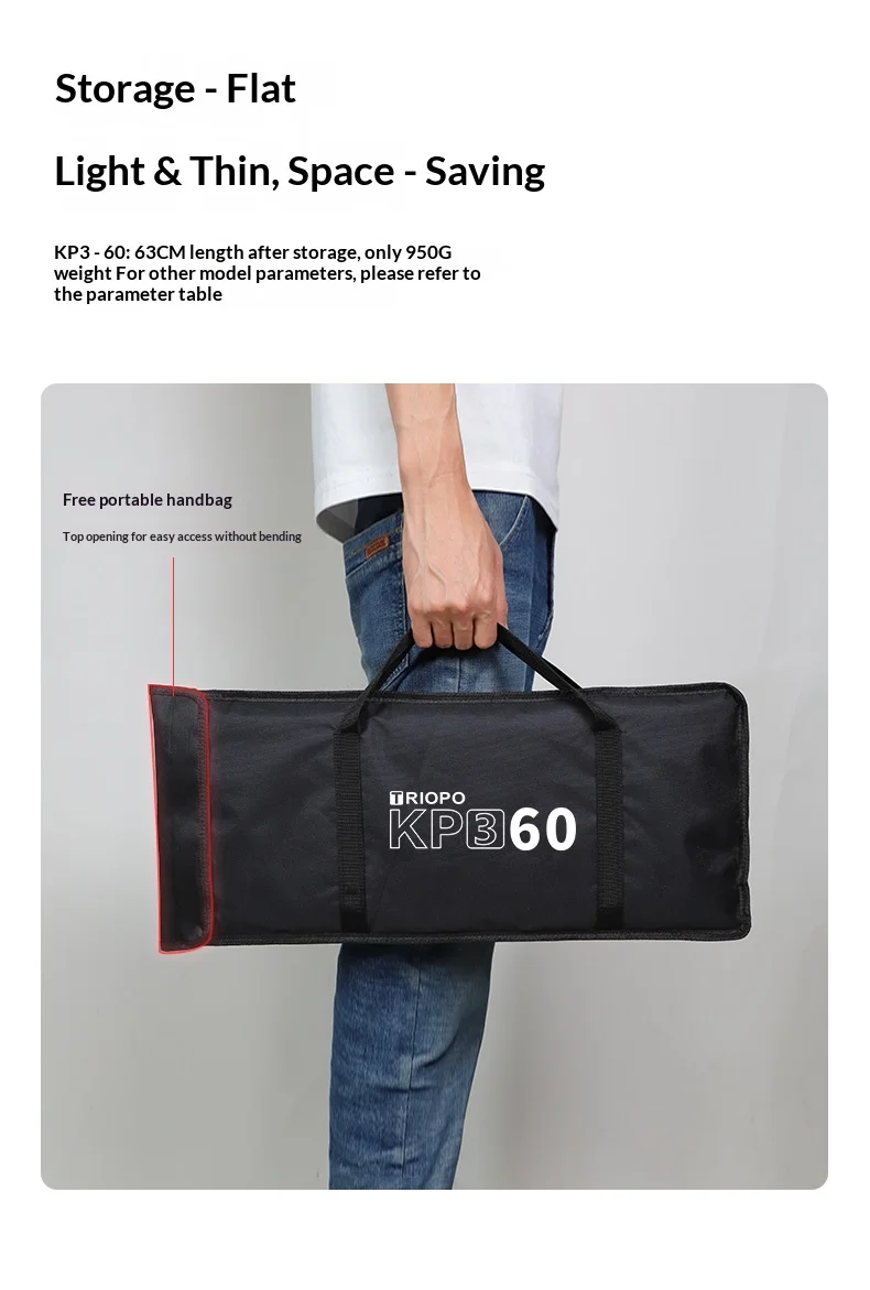Triopo KP3 Quick Fold Deep Parabolic Softbox 60/90/120cm Bowens Mount Honeycomb Grid Compatible with Godox JINBEI