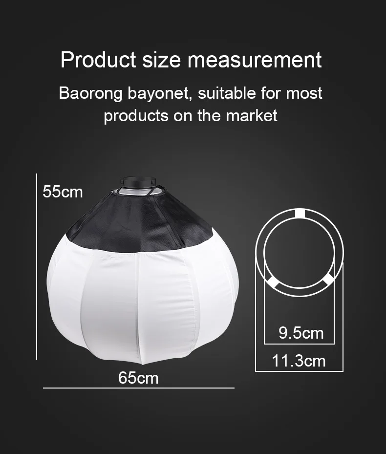 Bowens Mount Spherical Softbox Ball Lantern Diffuser Quick Setup For Studio Flash Monolight Photo Video Live Streaming