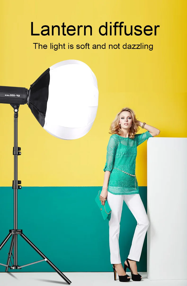 Bowens Mount Spherical Softbox Ball Lantern Diffuser Quick Setup For Studio Flash Monolight Photo Video Live Streaming