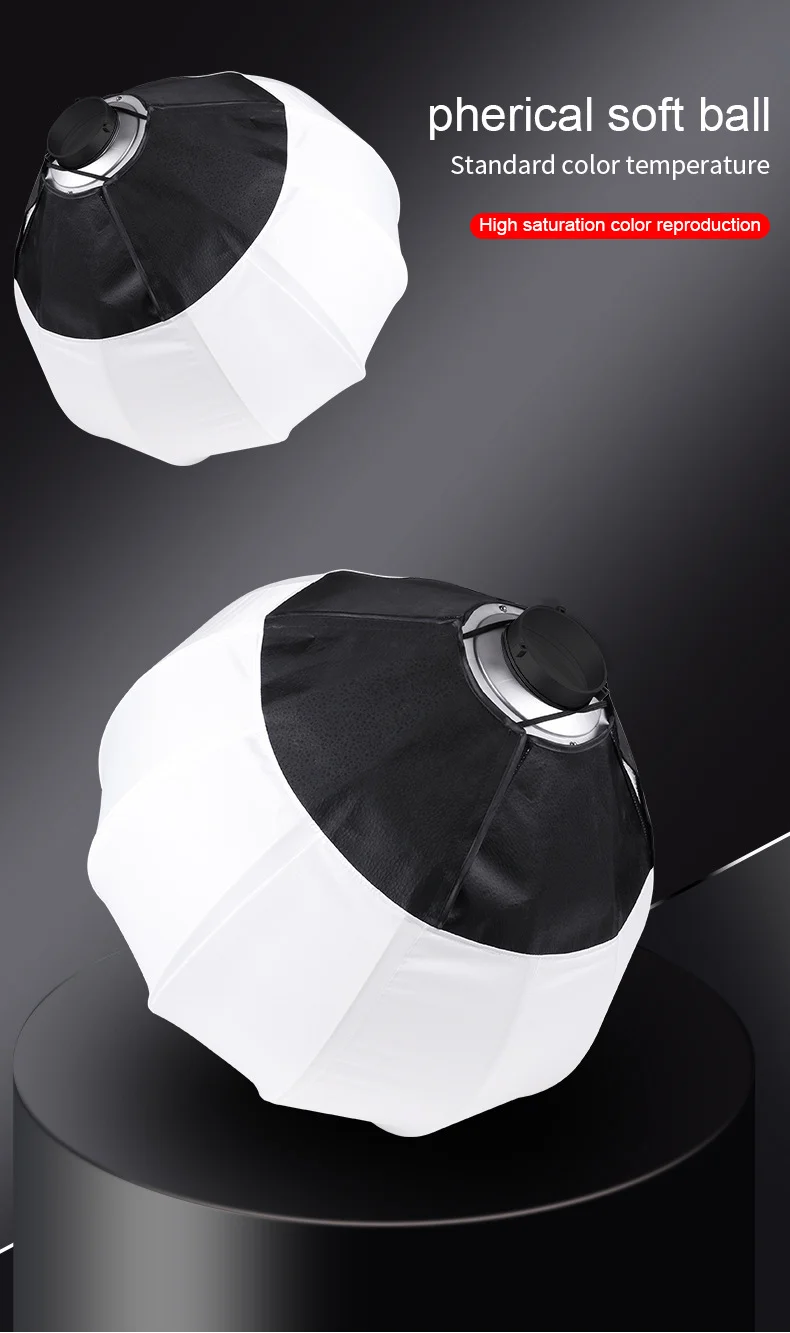 Bowens Mount Spherical Softbox Ball Lantern Diffuser Quick Setup For Studio Flash Monolight Photo Video Live Streaming