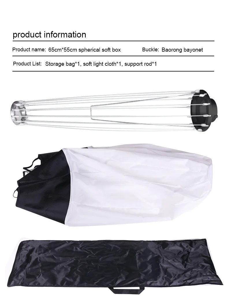 Bowens Mount Spherical Softbox Ball Lantern Diffuser Quick Setup For Studio Flash Monolight Photo Video Live Streaming