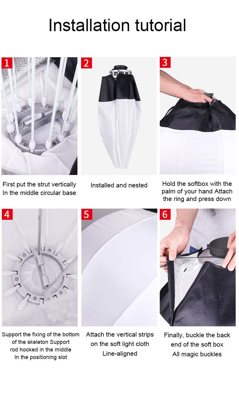 Bowens Mount Spherical Softbox Ball Lantern Diffuser Quick Setup For Studio Flash Monolight Photo Video Live Streaming