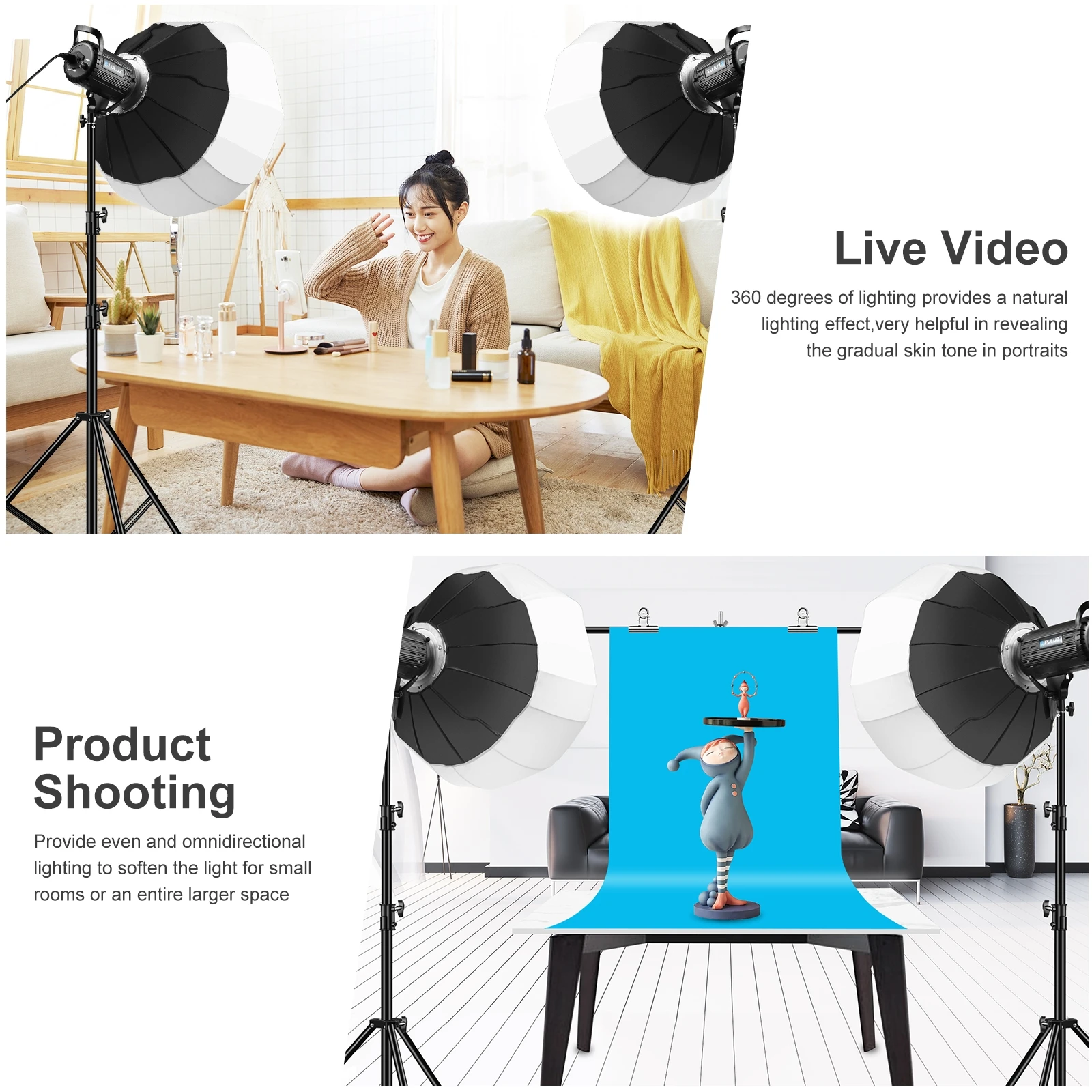 PULUZ 65cm Lantern Softbox SpeedLite Flash Light Foldable Spherical Diffuser Cover with Bowens Mount Photography Accessories