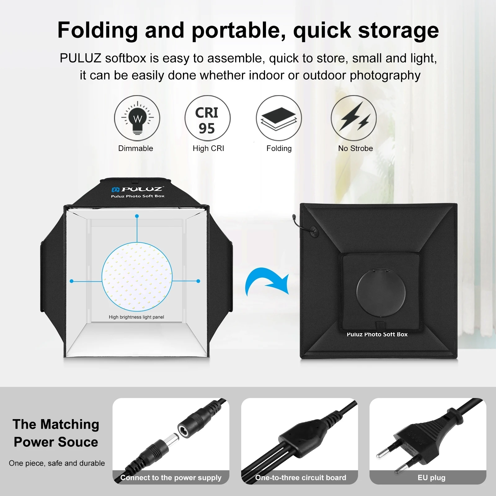 PULUZ 40cm Folding 72W 5500K Photo Studio Shooting Tent Soft Box Photography Lighting Kit & 4 Colors Backdrops Foldable Softbox