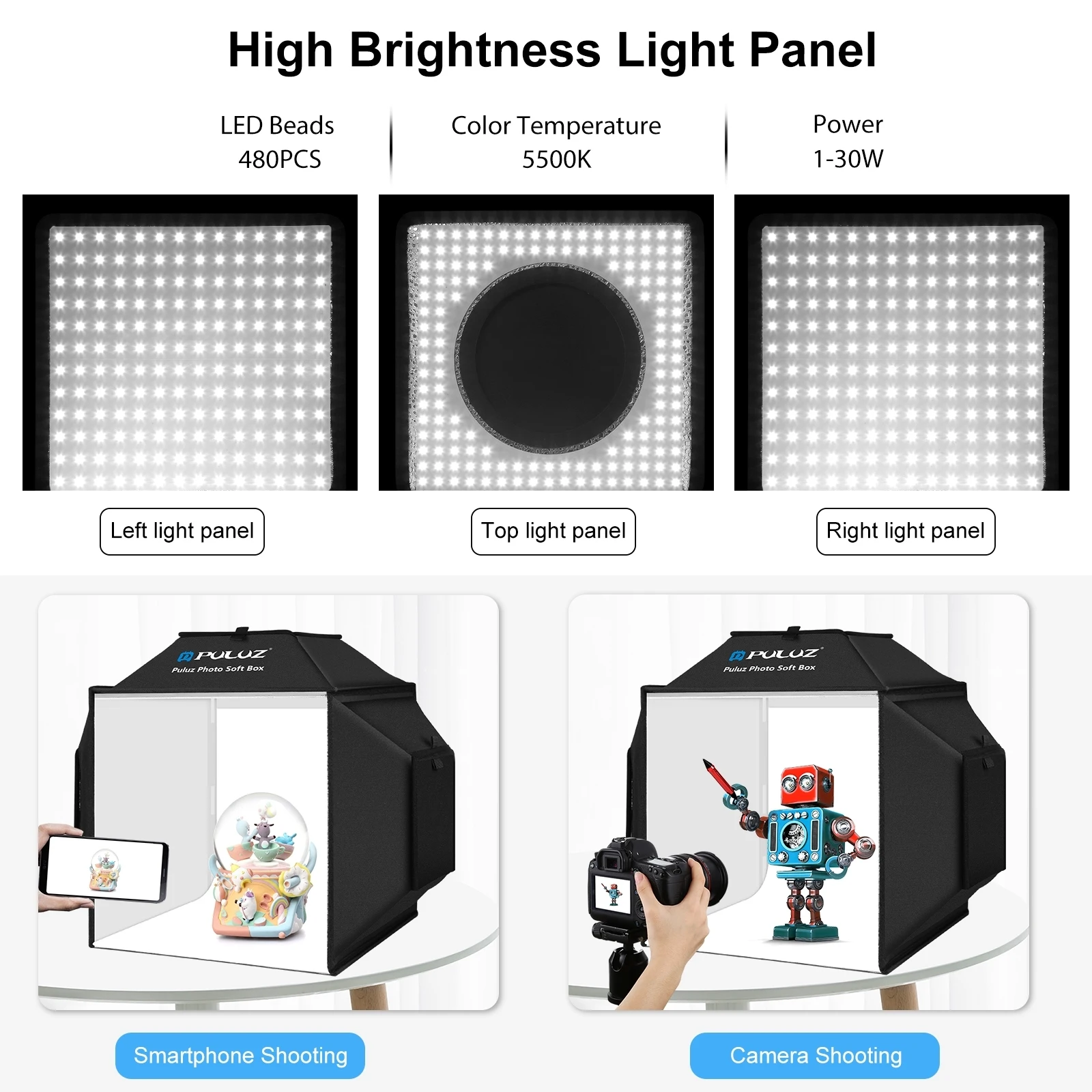 PULUZ 40cm Folding 72W 5500K Photo Studio Shooting Tent Soft Box Photography Lighting Kit & 4 Colors Backdrops Foldable Softbox