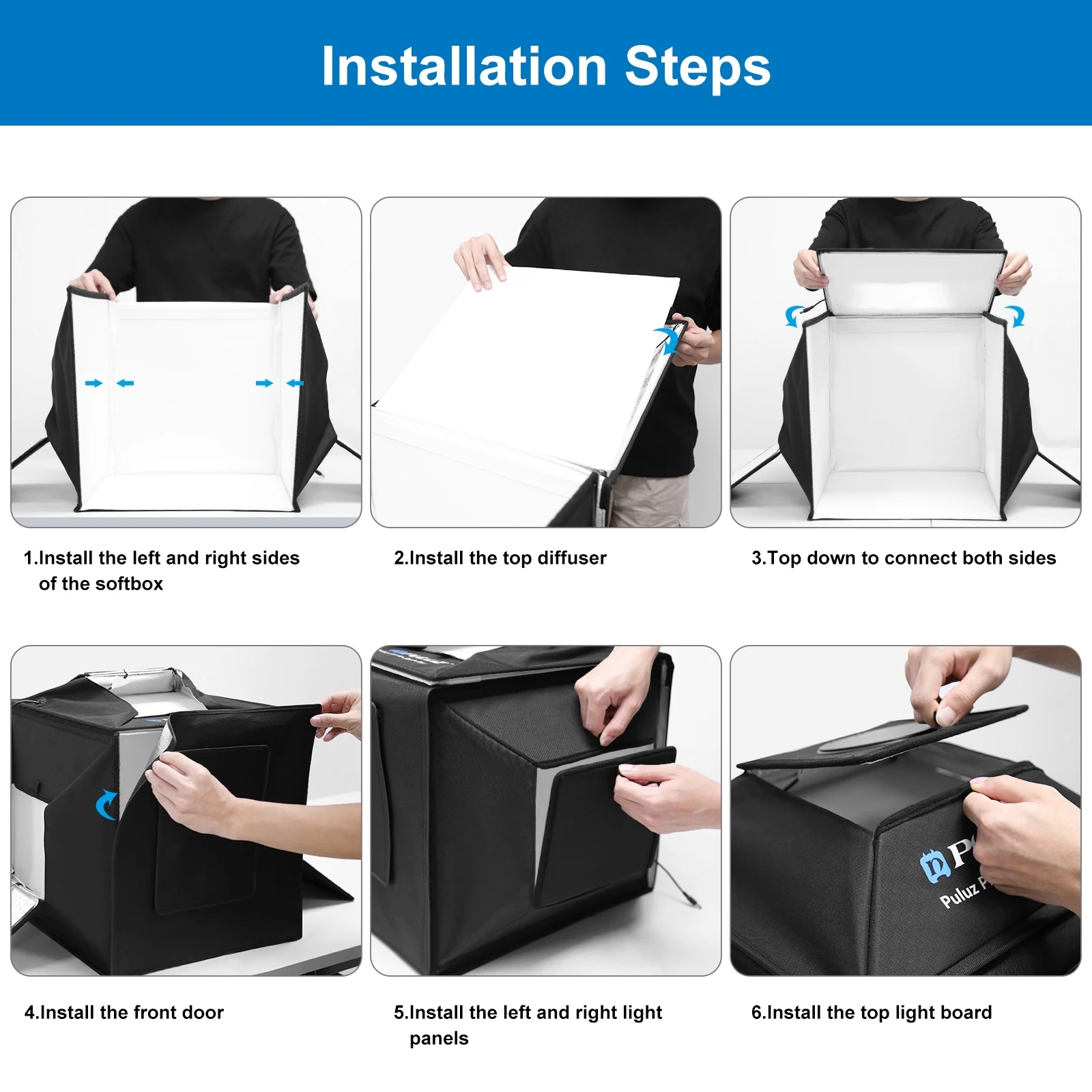 PULUZ 40cm Folding 72W 5500K Photo Studio Shooting Tent Soft Box Photography Lighting Kit & 4 Colors Backdrops Foldable Softbox