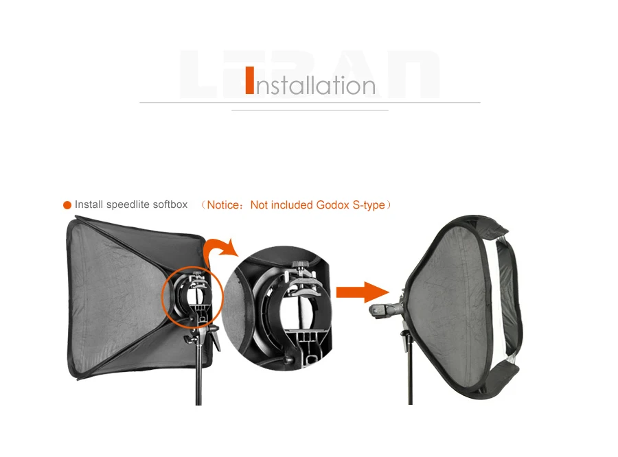 Godox 40x40cm 50x50cm 60x60cm 80x80cm Foldable SoftBox Speedlite Flash Softbox for S-type Bracket fit Bowens Elinchrom Mount