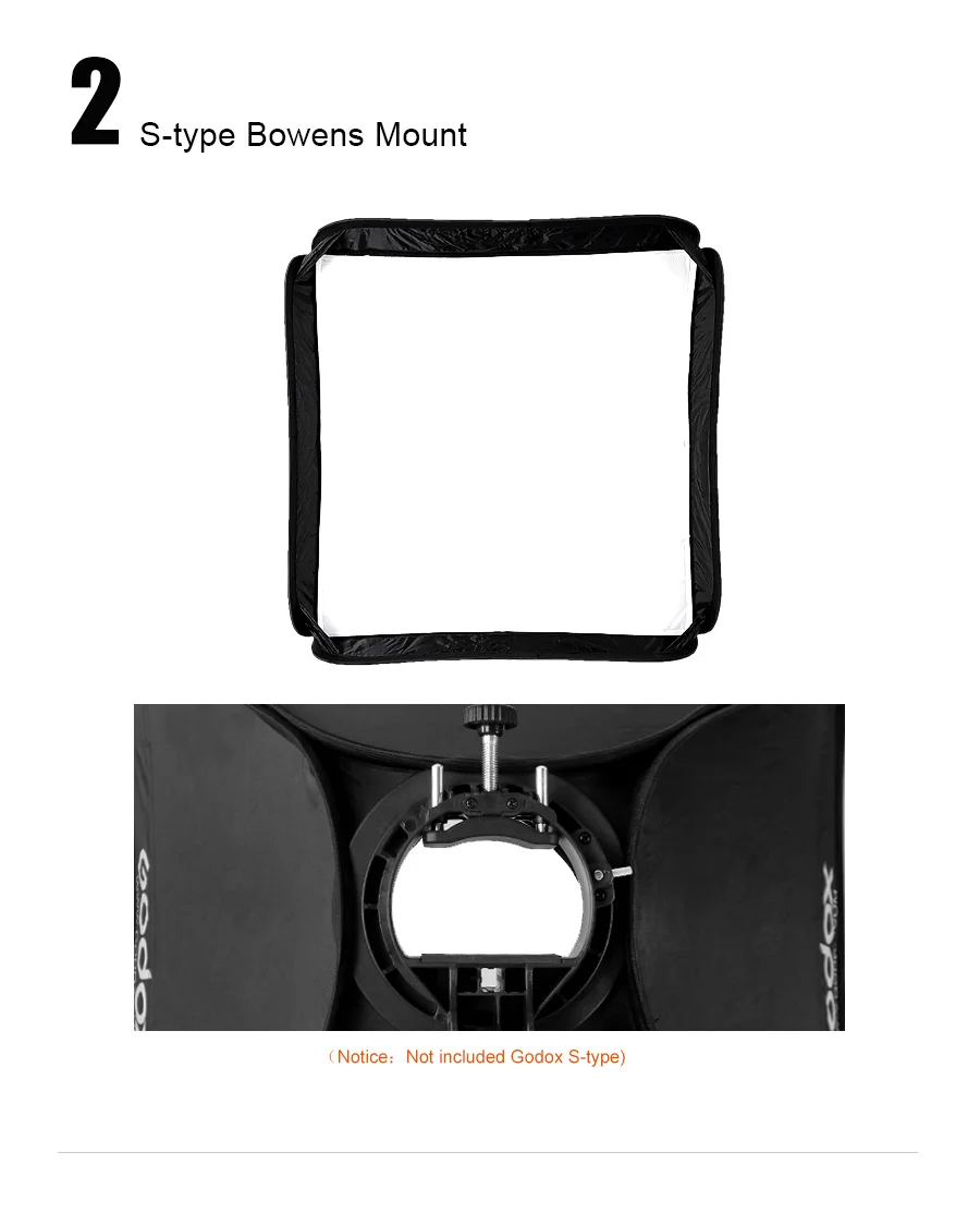 Godox 40x40cm 50x50cm 60x60cm 80x80cm Foldable SoftBox Speedlite Flash Softbox for S-type Bracket fit Bowens Elinchrom Mount