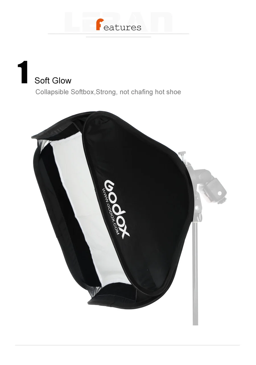 Godox 40x40cm 50x50cm 60x60cm 80x80cm Foldable SoftBox Speedlite Flash Softbox for S-type Bracket fit Bowens Elinchrom Mount