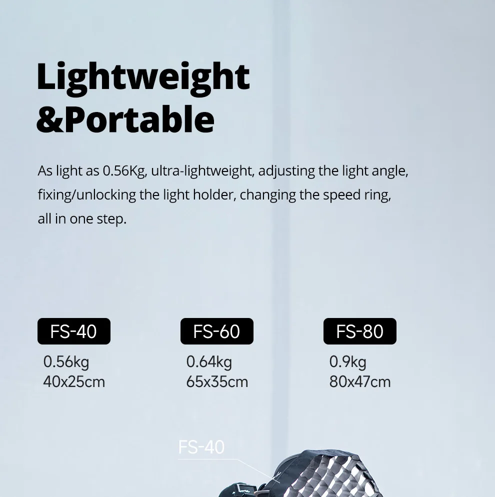 Ambitful FS Series FS40cm 60cm 80cm Quick-Setup Octagon Softbox Bowens Mount for Godox Aputure Sokani Studio LED Video Light