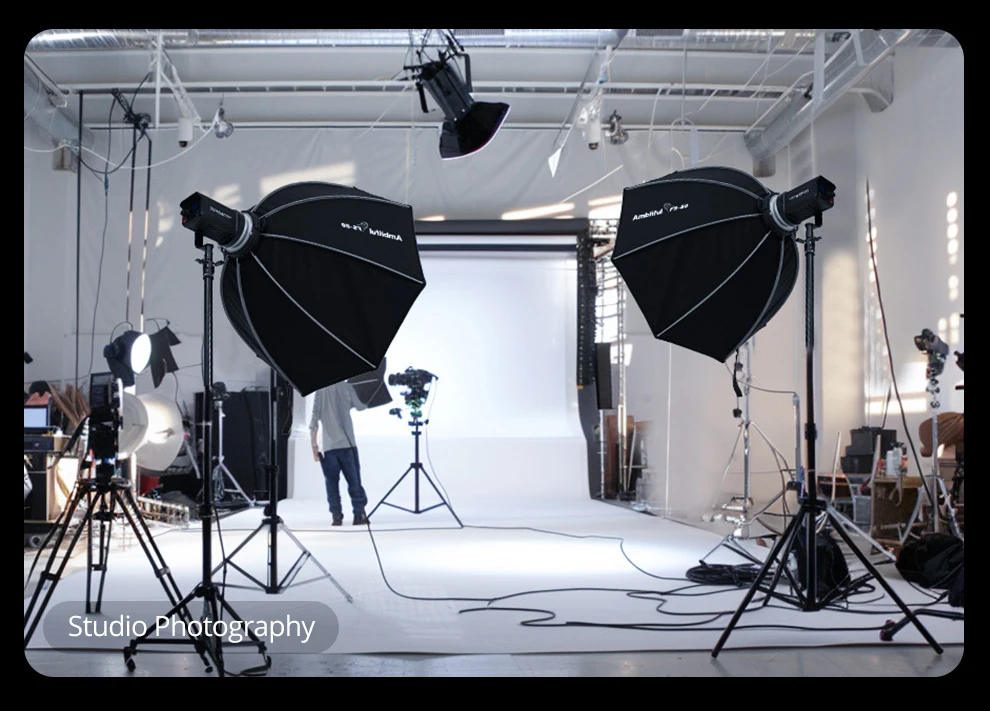 Ambitful FS Series FS40cm 60cm 80cm Quick-Setup Octagon Softbox Bowens Mount for Godox Aputure Sokani Studio LED Video Light