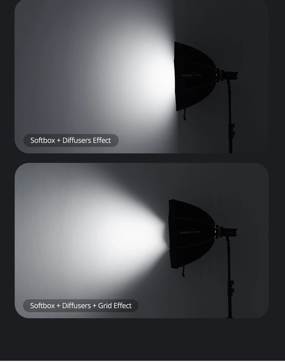 Ambitful FS Series FS40cm 60cm 80cm Quick-Setup Octagon Softbox Bowens Mount for Godox Aputure Sokani Studio LED Video Light