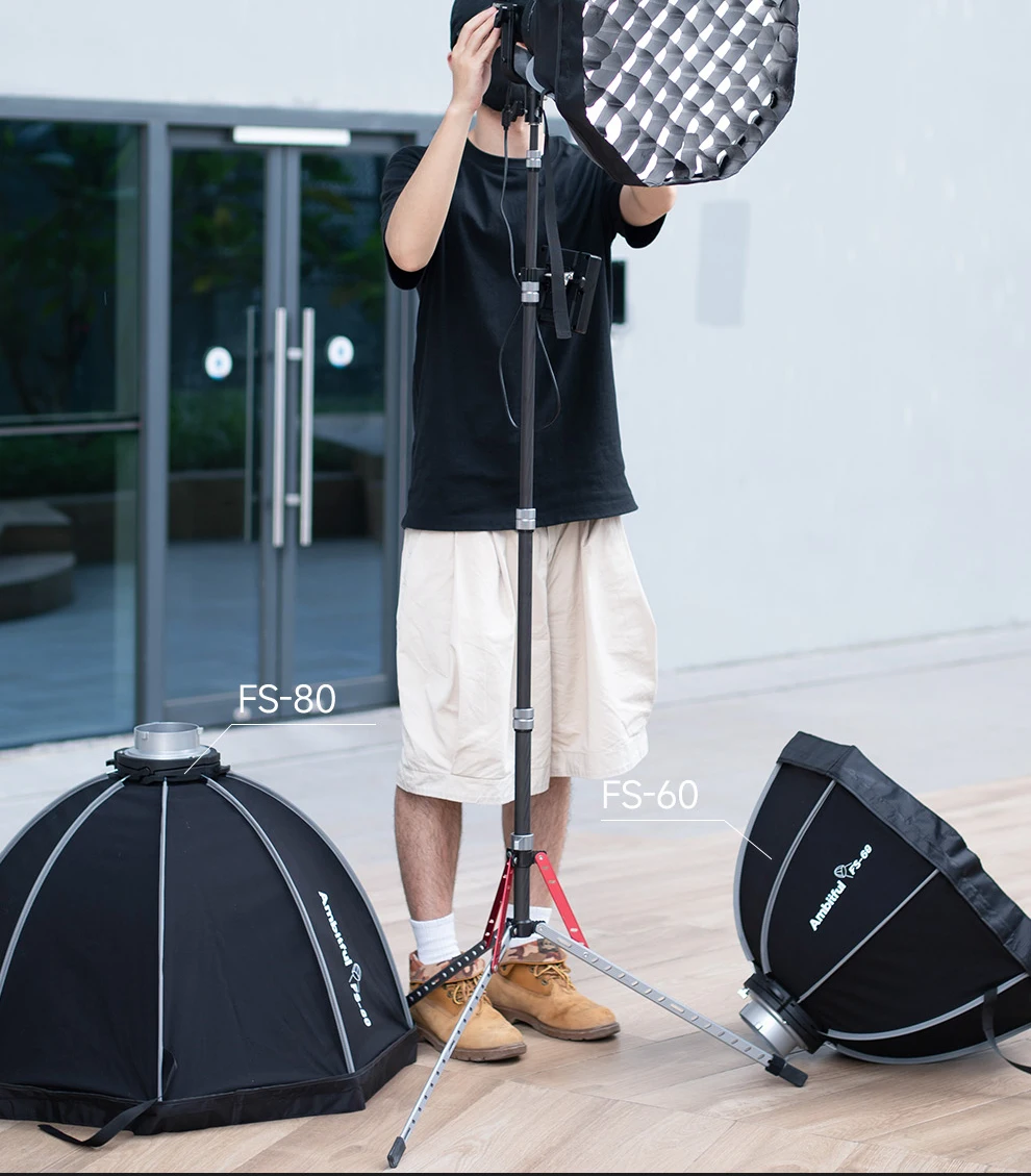 Ambitful FS Series FS40cm 60cm 80cm Quick-Setup Octagon Softbox Bowens Mount for Godox Aputure Sokani Studio LED Video Light