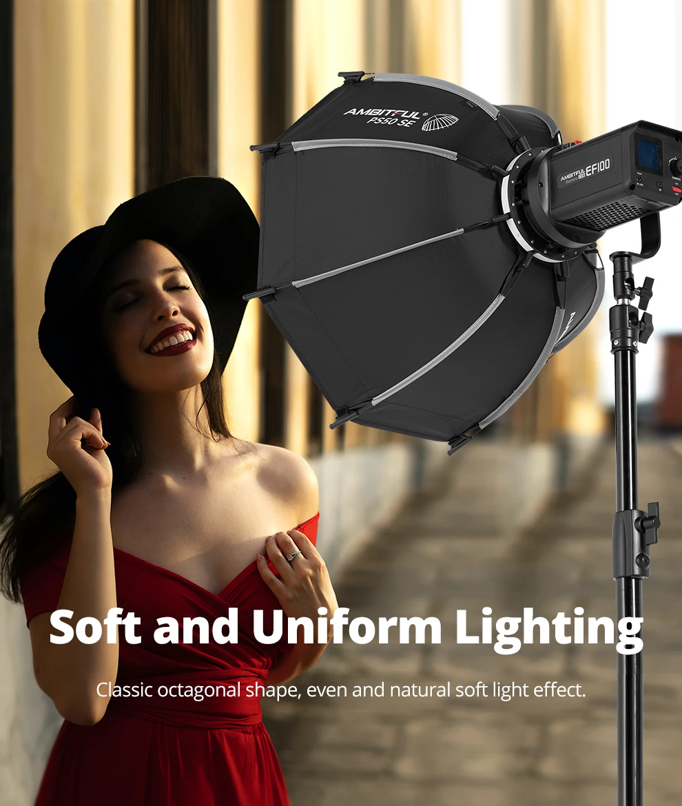 AMBITFUL PS30/PS50 SE 30cm 55cm Mini Quickly Release Bowens Mount Octagon Softbox + Honeycomb Grid Outdoor SoftBox for LED Flash