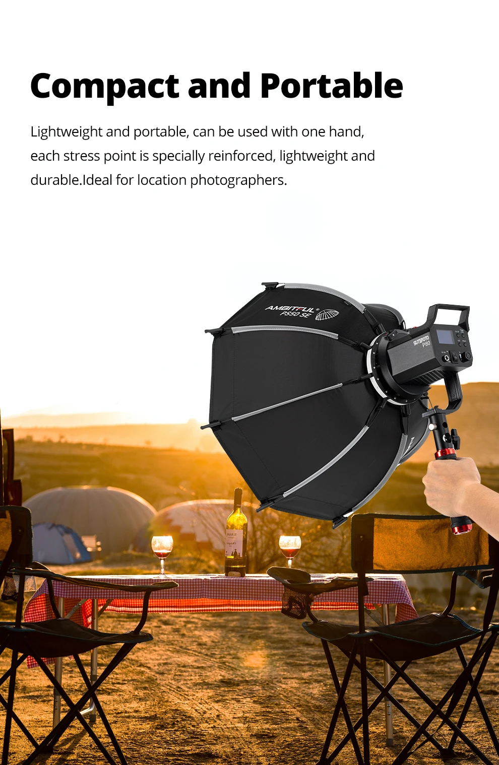 AMBITFUL PS30/PS50 SE 30cm 55cm Mini Quickly Release Bowens Mount Octagon Softbox + Honeycomb Grid Outdoor SoftBox for LED Flash