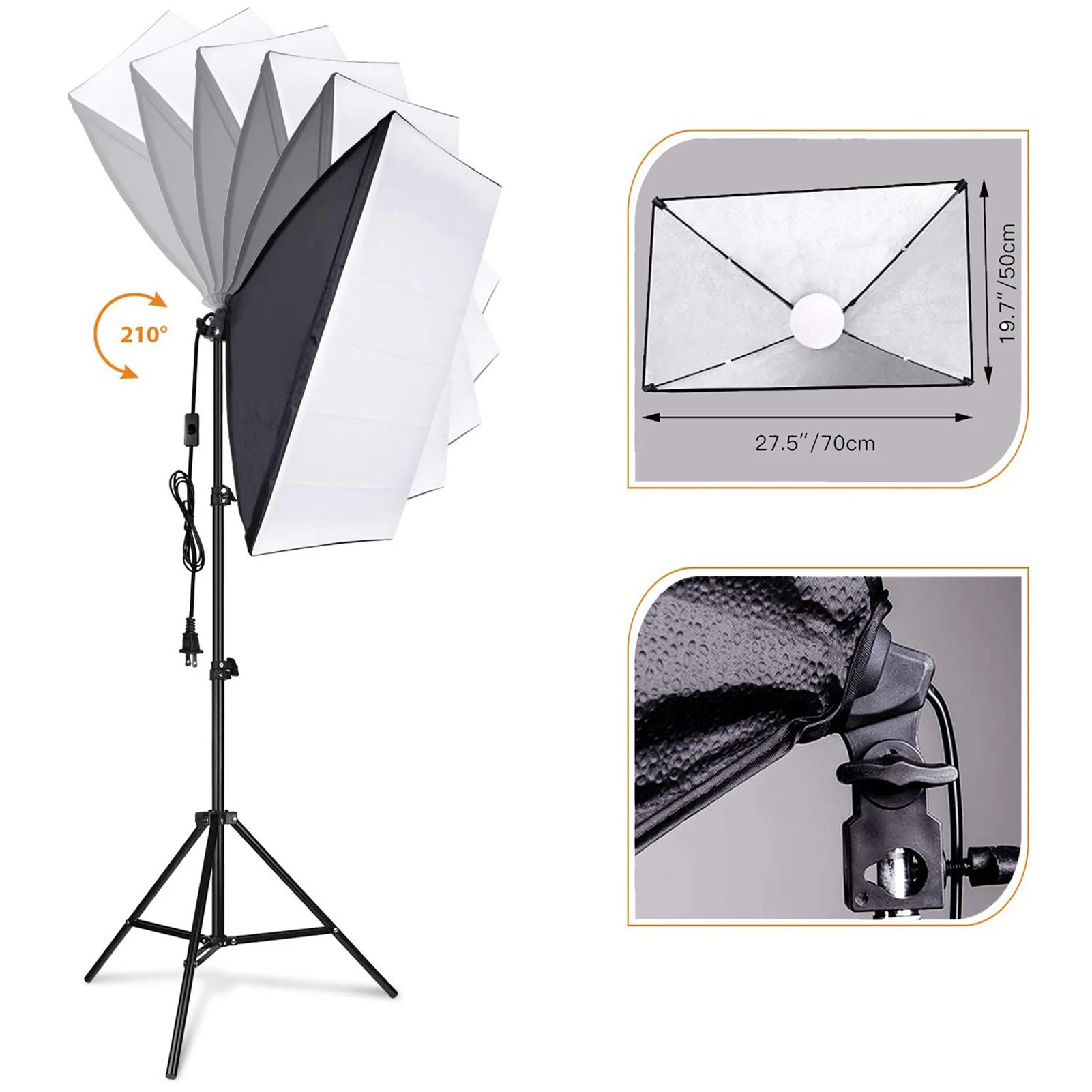 Camnoon Studio Photography Light kit Softbox Lighting Set with 85W 3000K-6000K Bi-color Temperature LED Light * 1 + 50x70cm Soft