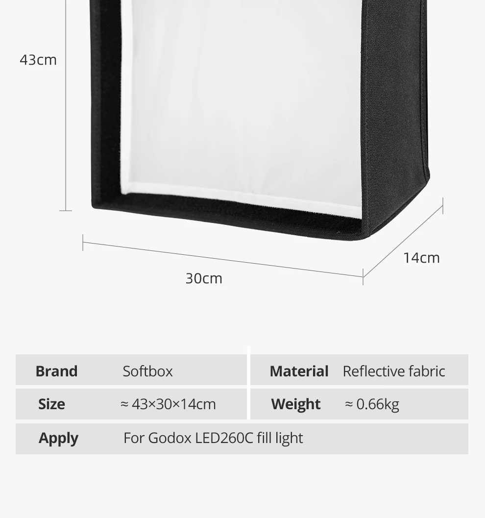Godox LEDP260C LED Video Soft Light Diffuser Honeycomb Grid Softbox for Godox LED Video Light (Softbox Only)