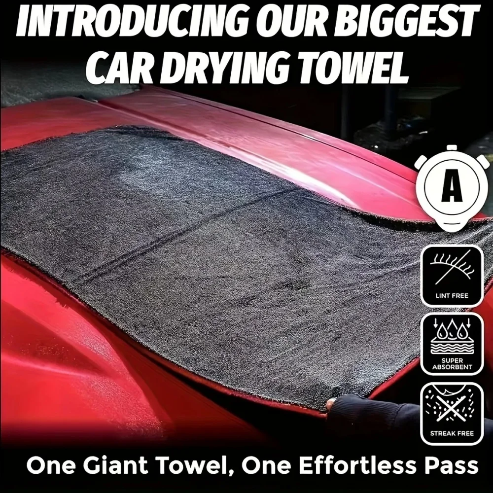 Ultra Absorbent Car Towel XXL Extra Large Microfiber Drying Towel - Ultra Absorbent Thickened Technology with Twist Ring Design