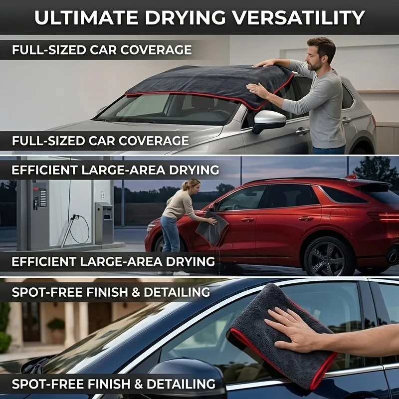 1 PCS XXL Extra Large Microfiber Car Drying Towel - Water Absorption Designed Suitable for Cars Trucks - Gray Fine Plush Cloth