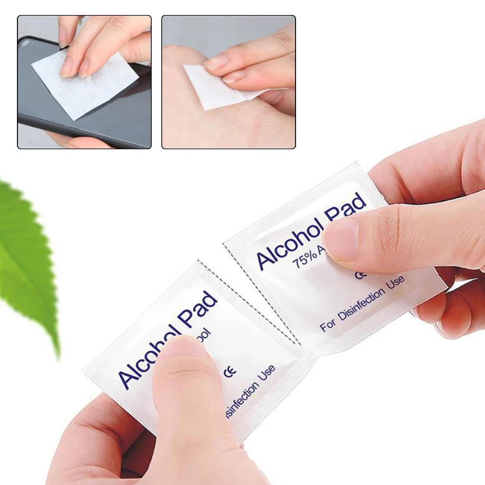 10/100Pcs Car Detailing Disposable Alcohol Disinfection Cotton Pad Wash Care Phone Cleaning Wiper Screen Glasses Cleaning Cotton