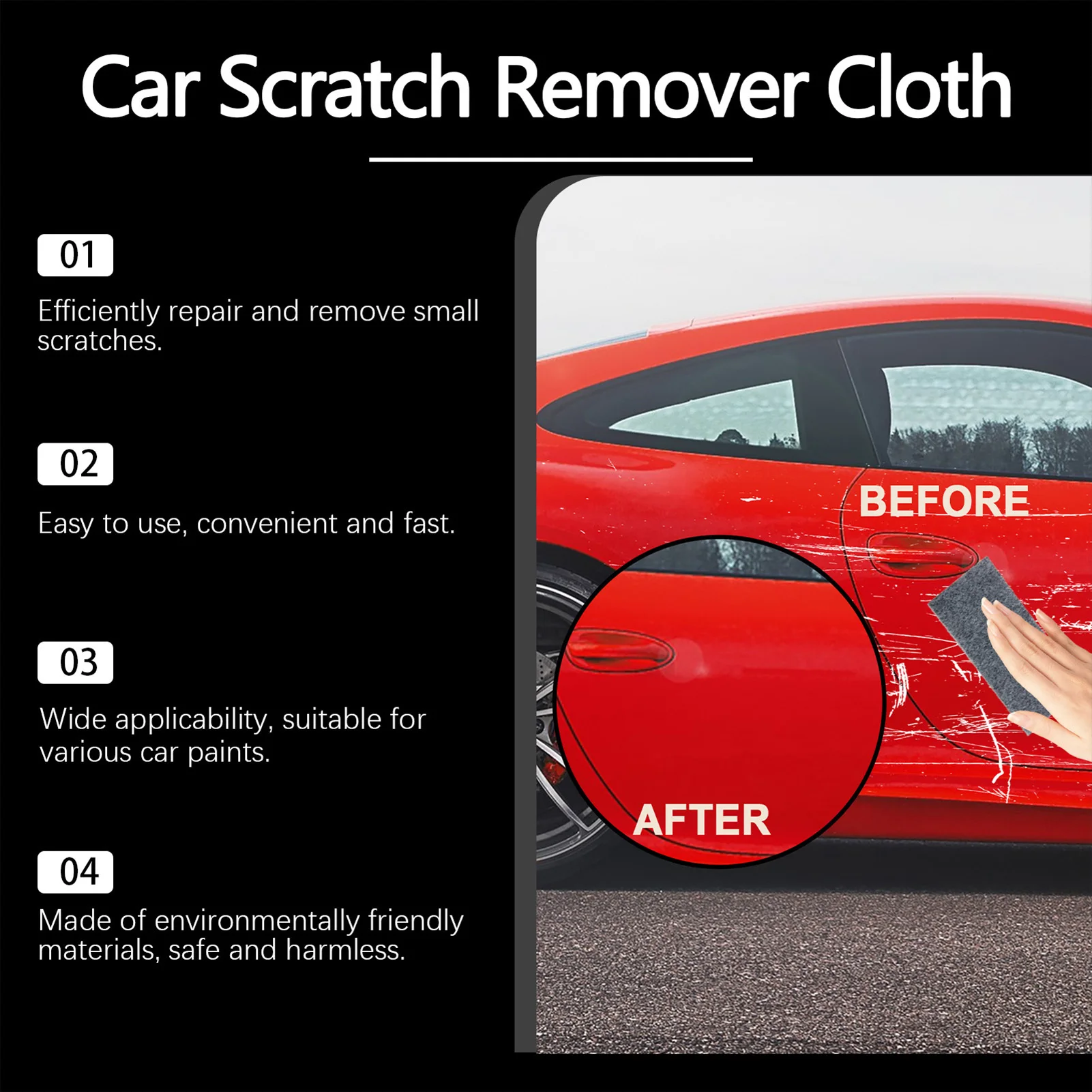 Nano Sparkle Cloth for Car Scratches Easy to Use Lightweight Scratch Cleaning Maintenance Towels for Motorbike SUV