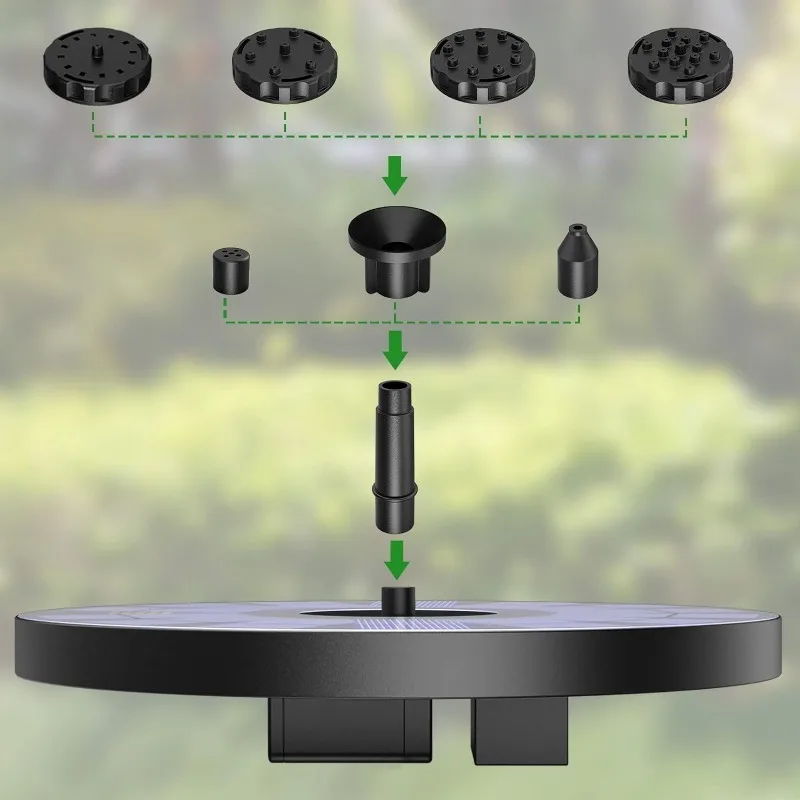 1W/1.5W/2.5W Outdoor Solar Fountain Suitable for Garden Pond Solar Fountain Pump Kit with 6 Nozzles for Garden Decoration