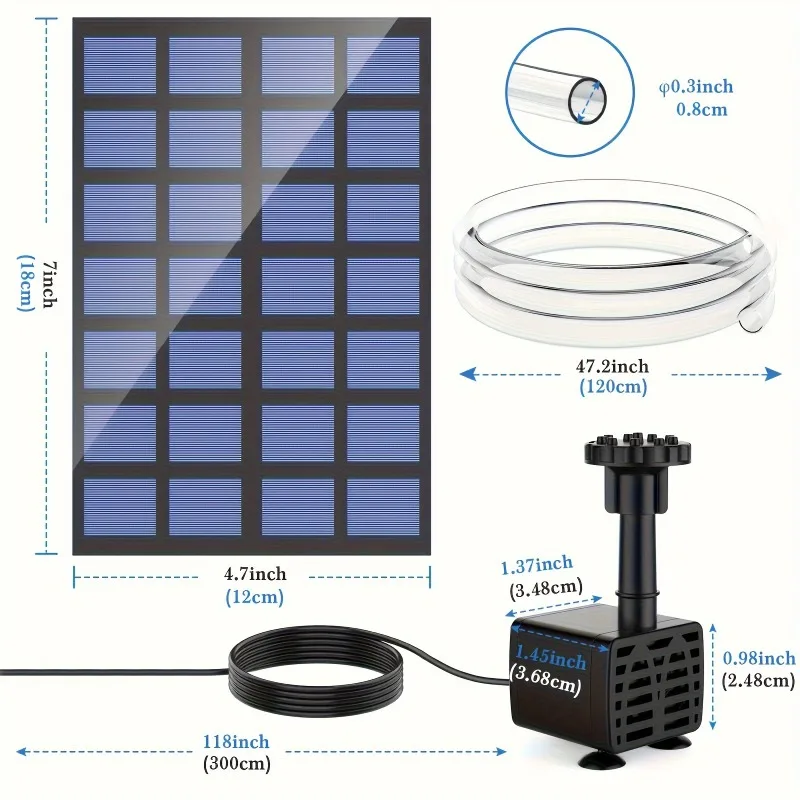 Solar Water Fountain for Bird Bath with Seperate Solar Panel 2.5W,Solar Fountain Pump for Pond,Water Feature Solar Water Pump