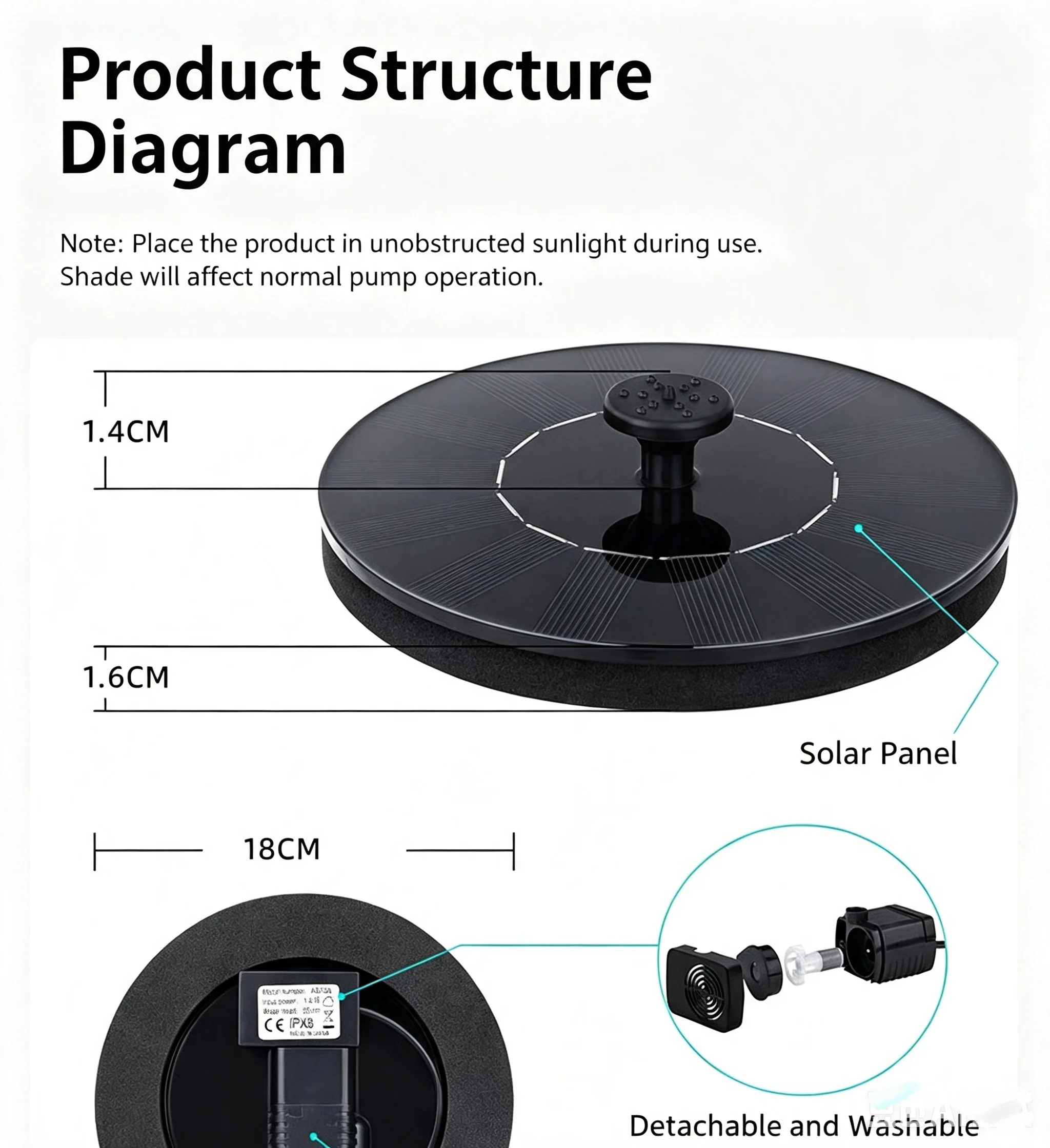 Solar Fountain Pump Floating Solar Panel Bird Baths Water Fountain with 4 Nozzles For Garden Outdoor Water Pool Pond Decor