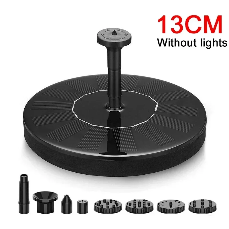 Solar Rotating Fountain Color 7 LED Light Solar Fountain 3W 6 Nozzle Water Pump Outdoors Bird Bath Garden Floating DIY Cistern