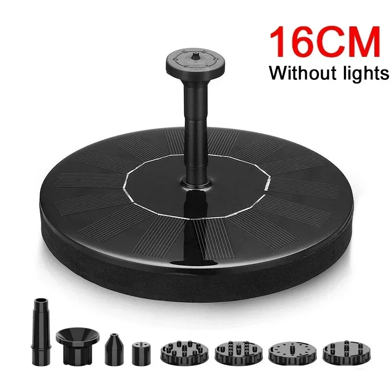 Solar Rotating Fountain Color 7 LED Light Solar Fountain 3W 6 Nozzle Water Pump Outdoors Bird Bath Garden Floating DIY Cistern