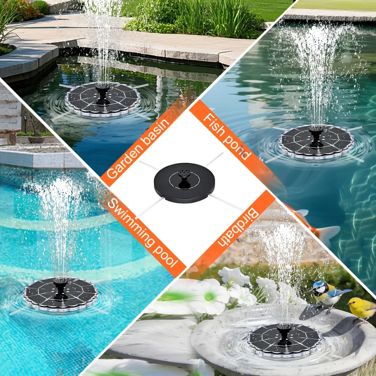 Solar Powered Floating Fountain With RGB LED Lights Solar Water Fountain With Multiple Nozzles For Bird Bath Garden Pond Outdoor