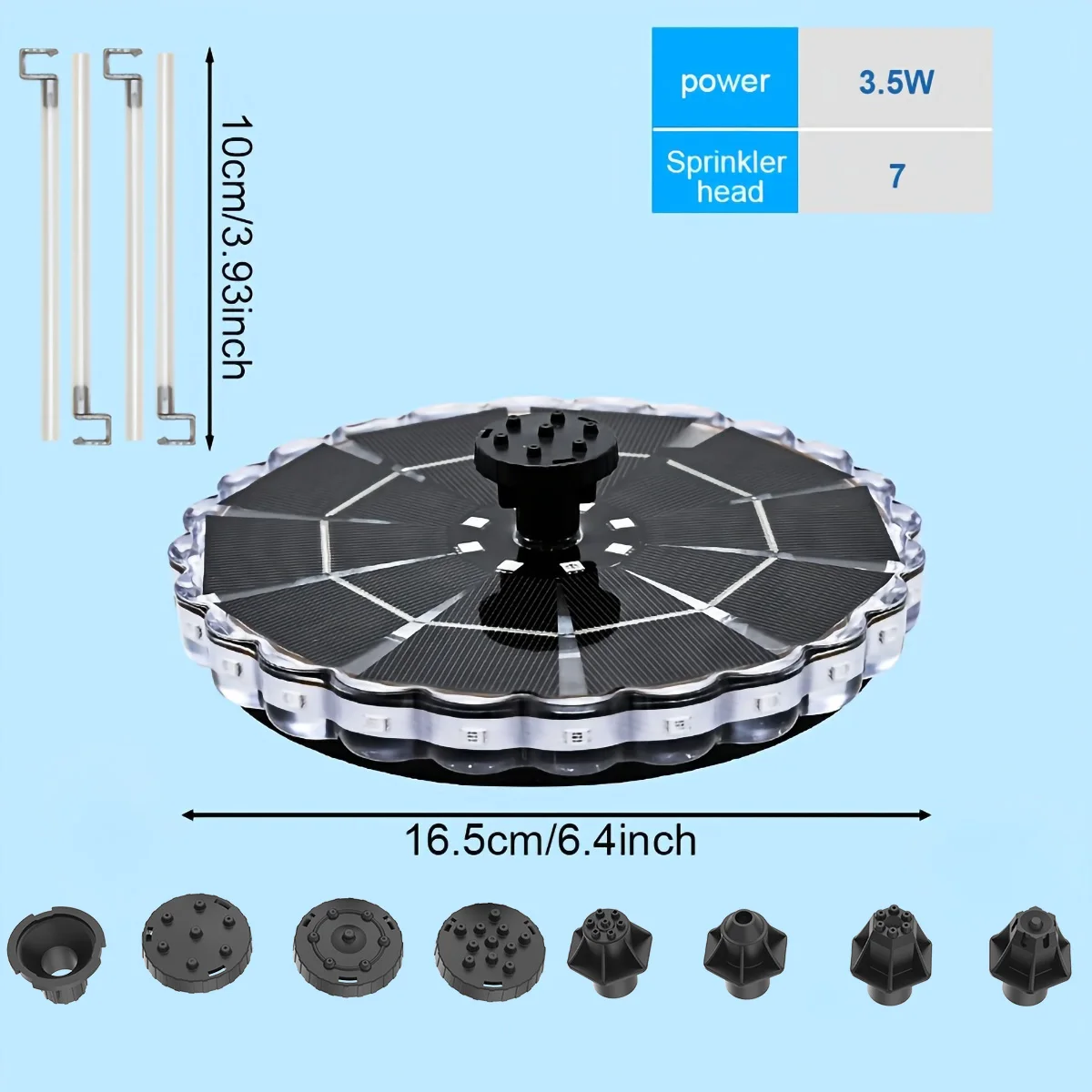 Solar Powered Floating Fountain With RGB LED Lights Solar Water Fountain With Multiple Nozzles For Bird Bath Garden Pond Outdoor