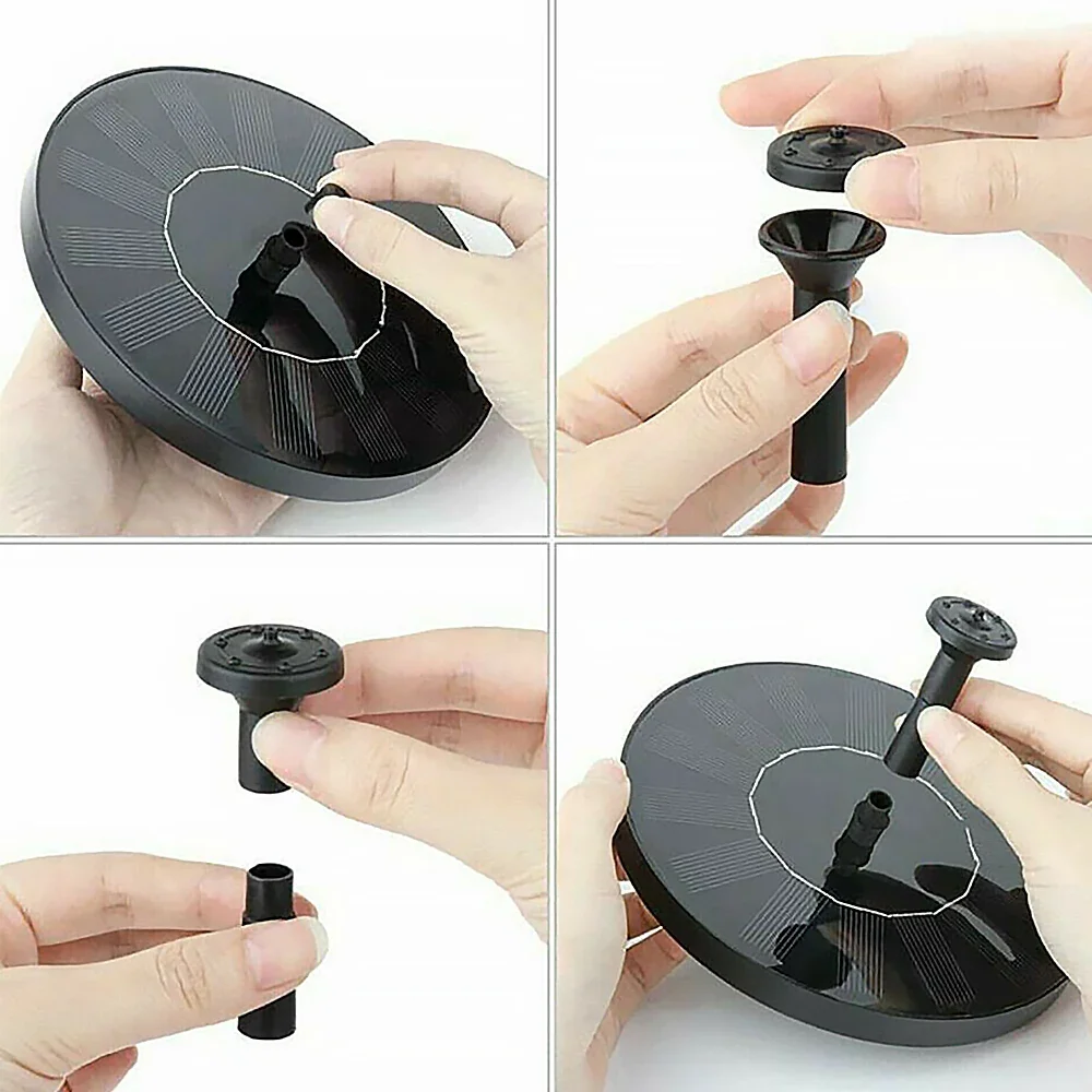 Solar Fountain Pump Floating Solar Panel Bird Baths Water Fountain with 6 Nozzles For Garden Outdoor Water Pool Pond Decor