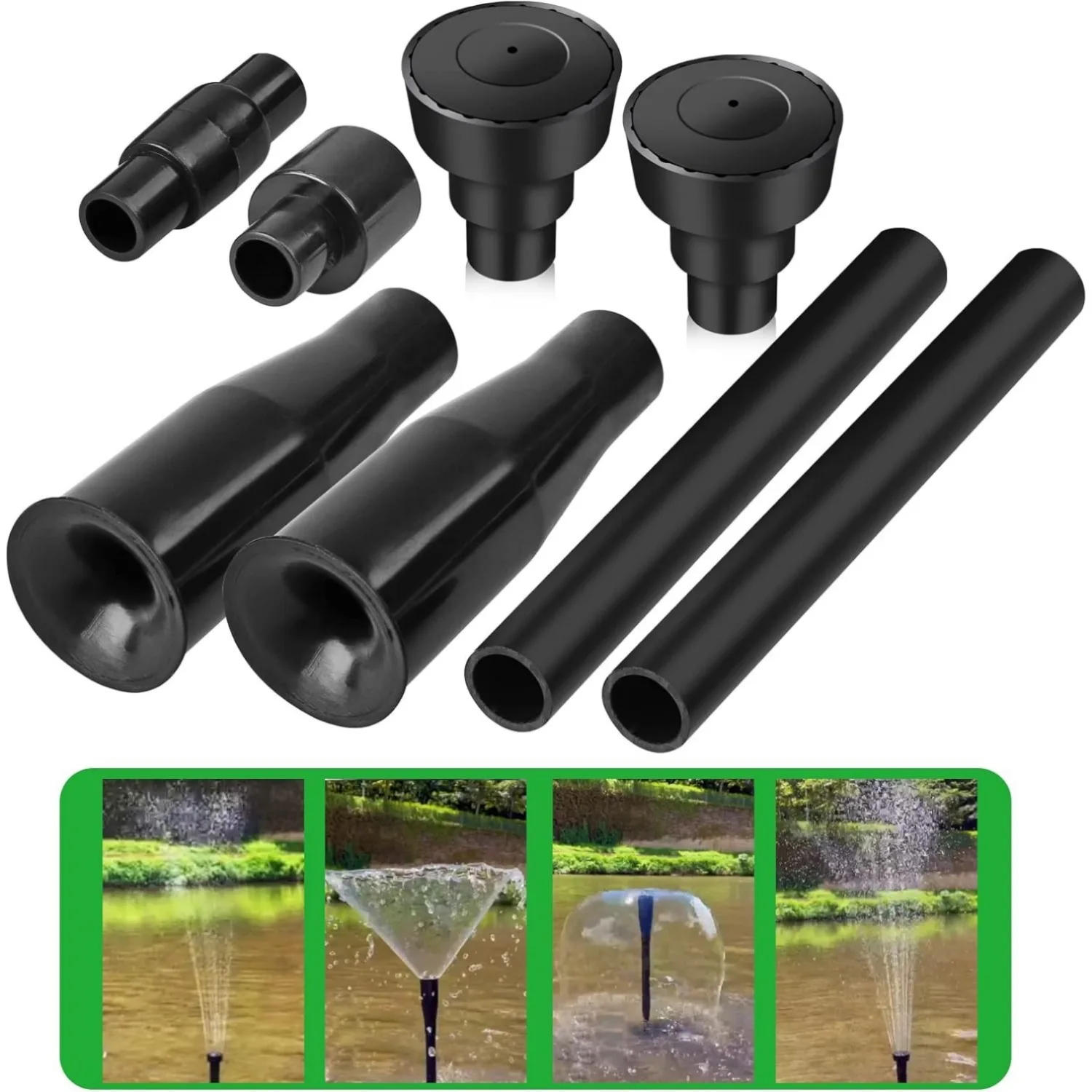 8/9PCS Fountain Pond Nozzles Solar Fountain Water Feature Pond Pump Accessories Fountain Nozzles Replacement Part Set for Garden
