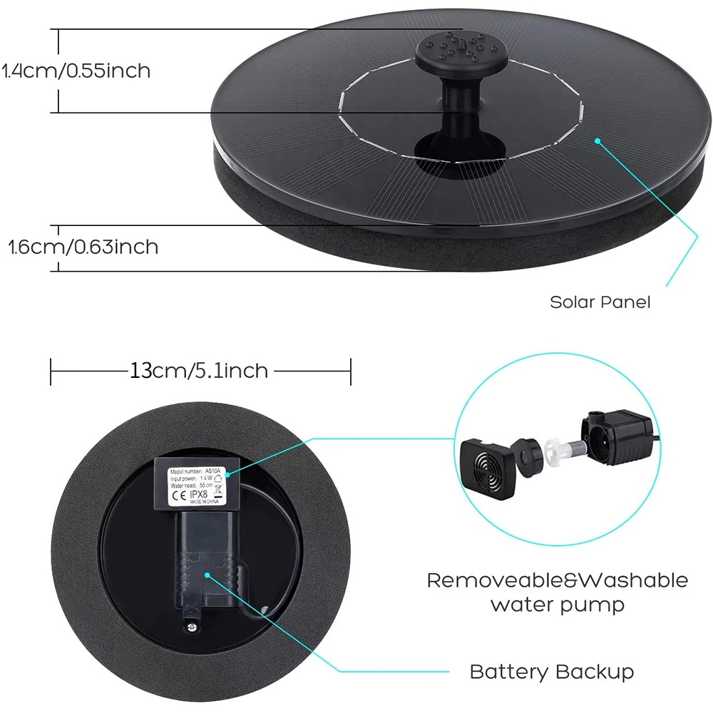 Circular Solar Fountain Pump Outdoor Swimming Pool Mini Floating Fountain Garden Courtyard Water Landscape Decoration Fountain