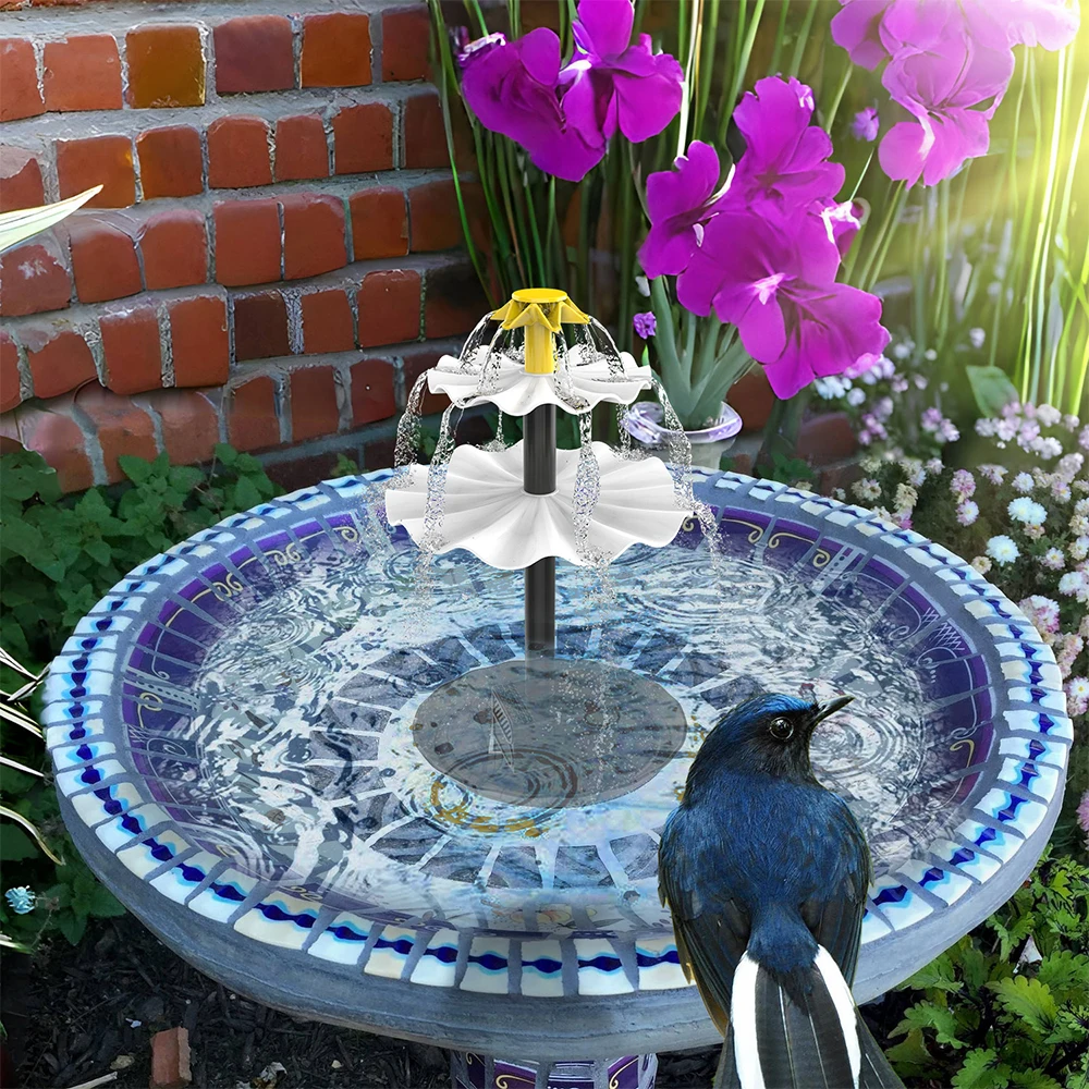 2.5W Solar Fountain Pump for Bird Bath with 9 Nozzles Solar Powered Water Fountain Pump for Garden Pond Pool Fish Tank Aquarium