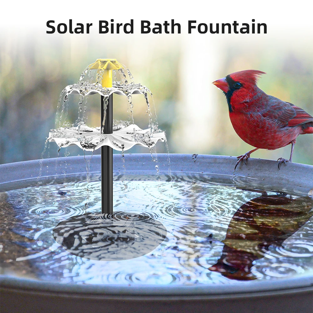 2.5W Solar Fountain Pump for Bird Bath with 9 Nozzles Solar Powered Water Fountain Pump for Garden Pond Pool Fish Tank Aquarium