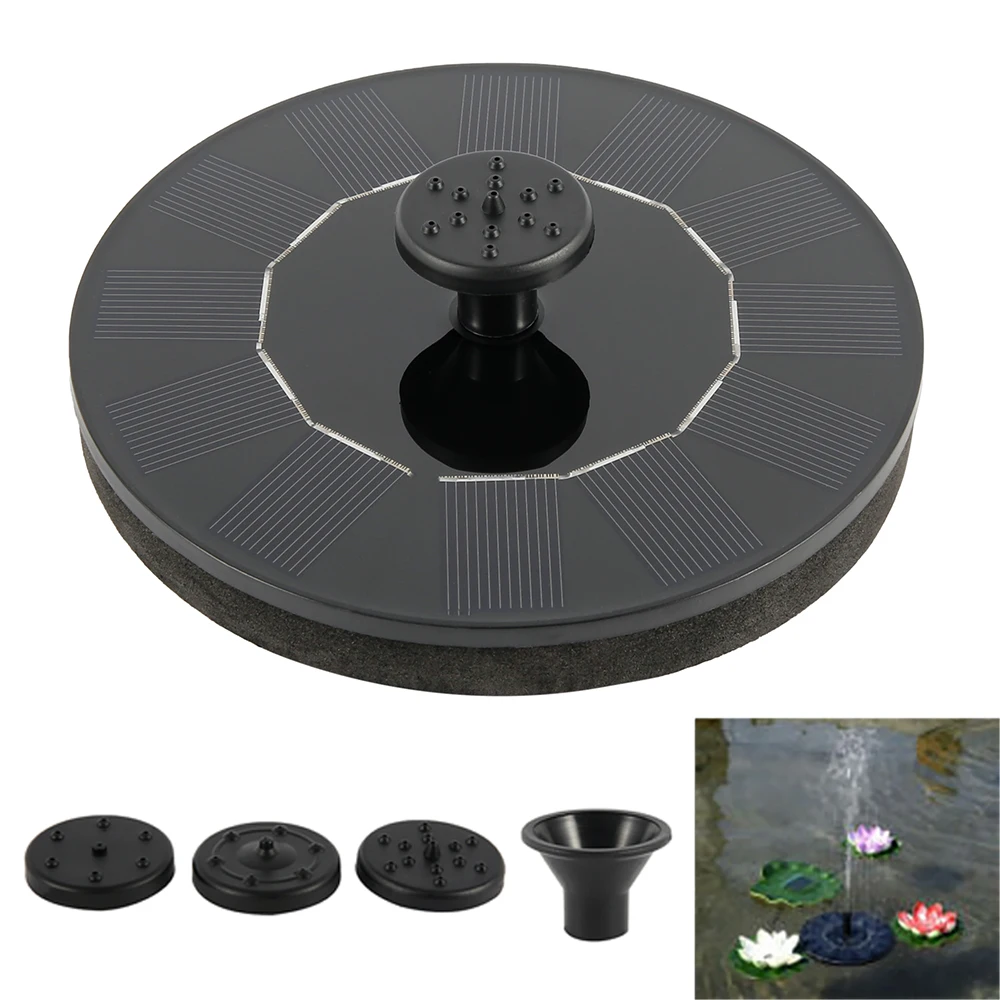 Colorful Solar Fountain 1W/2.5W Floating Bird Bath Garden Pool Pond Solar Water Fountain Pump for Garden Decoration Outdoor