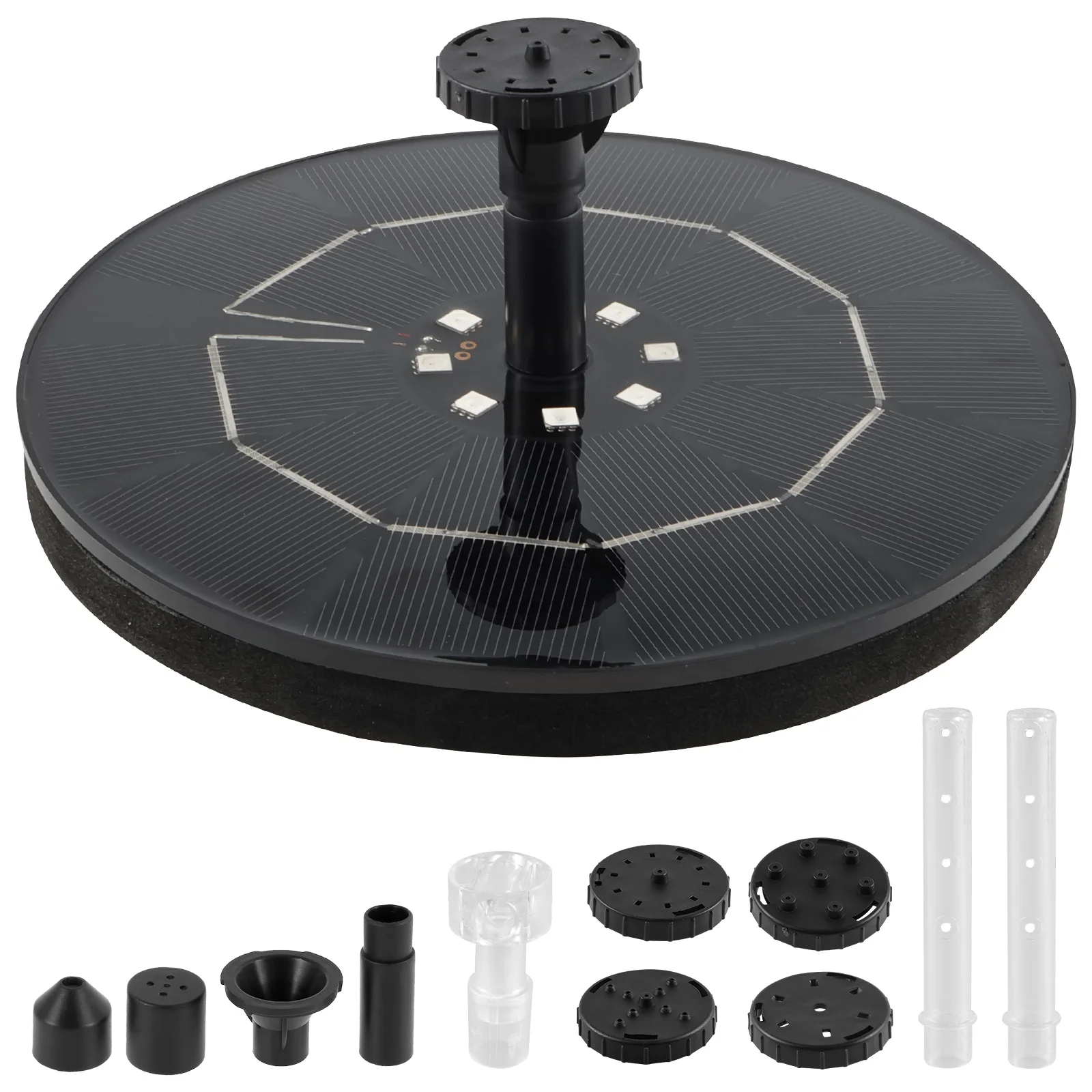 Colorful Solar Fountain 1W/2.5W Floating Bird Bath Garden Pool Pond Solar Water Fountain Pump for Garden Decoration Outdoor