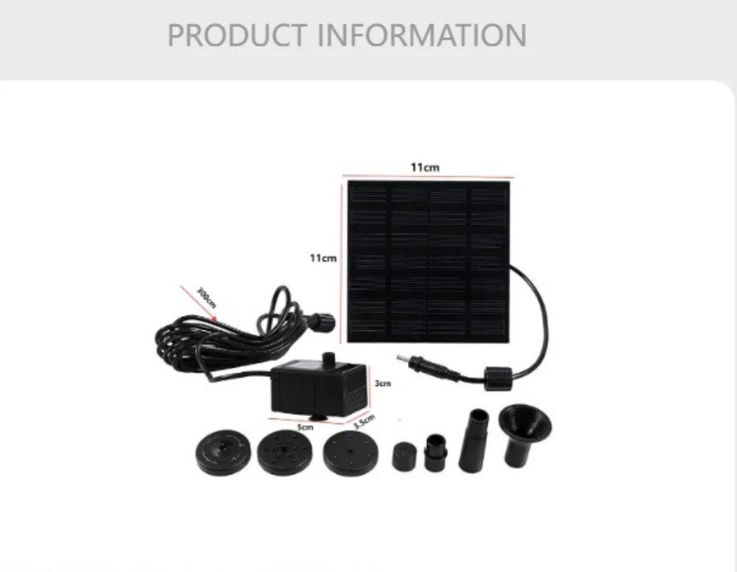 1.2W Mini Solar Fountain Pump Kit, Solar Panel Powered Water Pump Portable Outdoor Fountain for Garden Pool Bird Bath