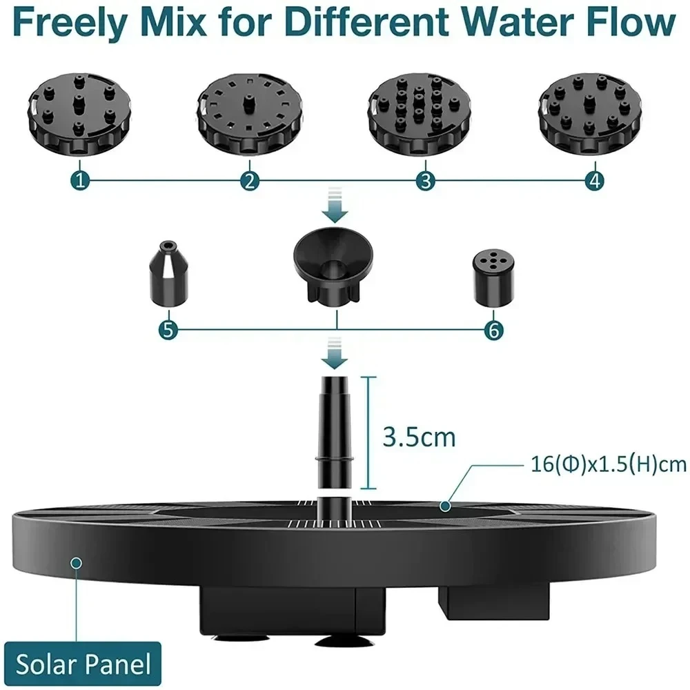 New Mini Solar Powered Water Fountain Outdoor Garden Pool Pond Bird Bath Waterfall Decoration Supplies