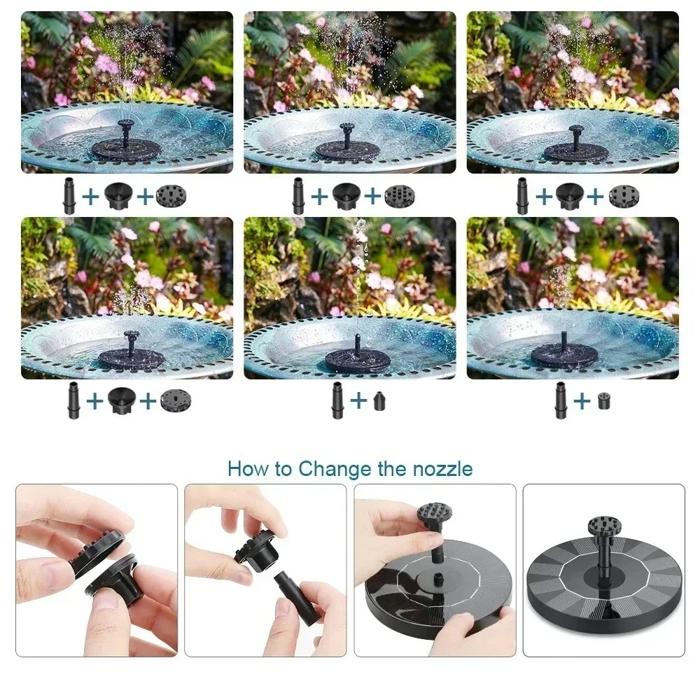 New Mini Solar Powered Water Fountain Outdoor Garden Pool Pond Bird Bath Waterfall Decoration Supplies