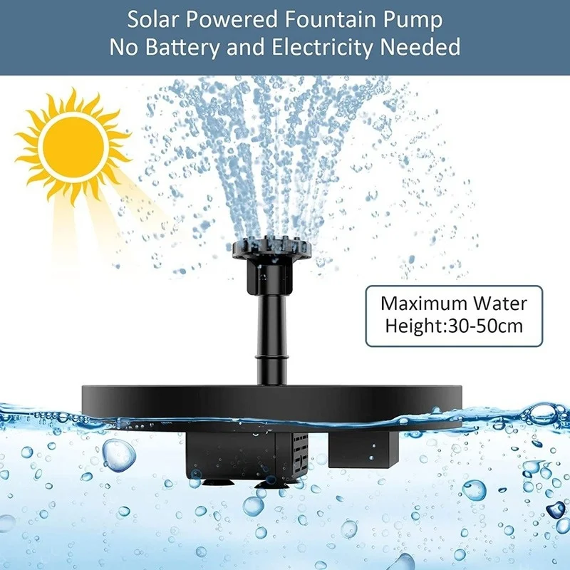 Water Source Mini Solar Water Fountain Pool Pond Waterfall Garden Decoration Outdoor Bird Bath Solar Powered Fountain Floating